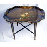 English Papier Mache Shaped Tray on Stand