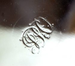 Fig. 7. Old Sheffield Plate; halo around the initials which denotes the edge of sterling silver inlay