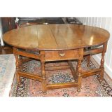 English Georgian Large Oak Dropleaf Table