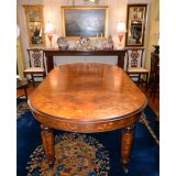 English 19th Century Marquetry Banquet Table with Two Leaves