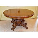 French 19th Century Oak Animal Carved Pedestal Table